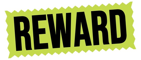 REWARD text written on green-black stamp sign.
