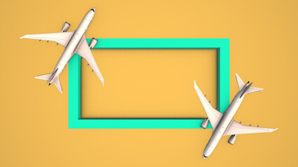 Empty frame with planes travel background	