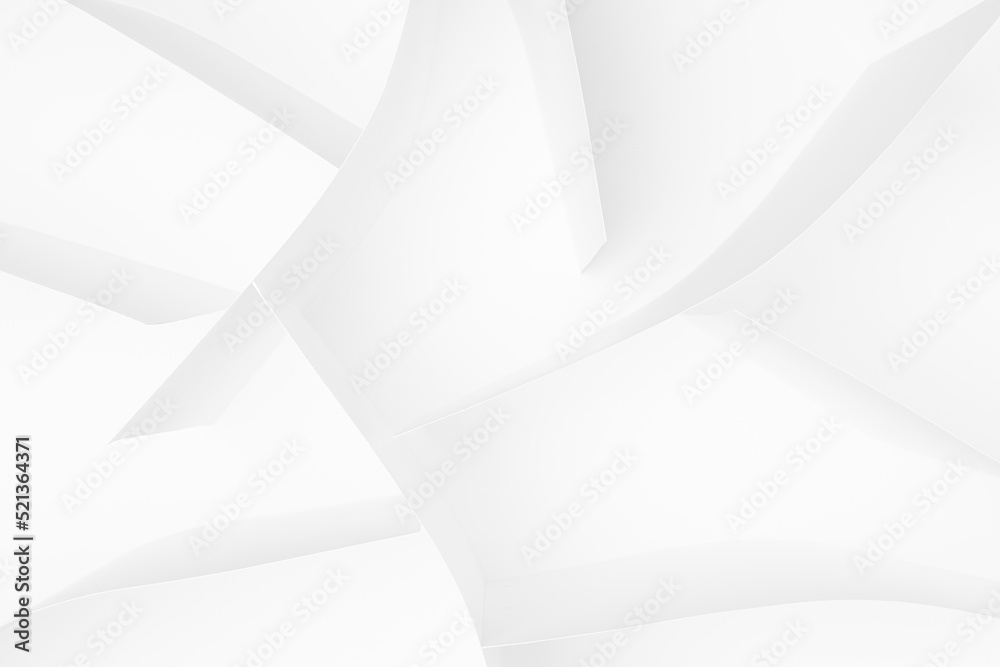 Poster white abstract geometric background with soft light paper stripes as mosaic formless volumetric patt