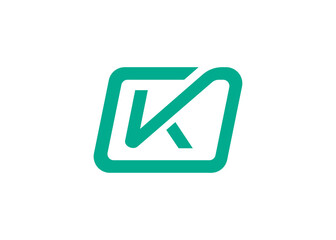 Letter K box logo template, Icon Check letter K on green box, Letter K and V logo icon.