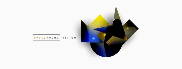 Dynamic composition, shiny geometric shapes abstract background. Trendy techno business template for wallpaper, banner, background or landing