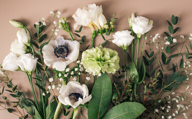 creative flower background, flat lay