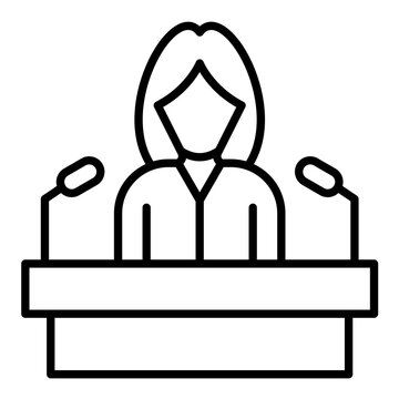 woman speaking at podium outline clip art preview