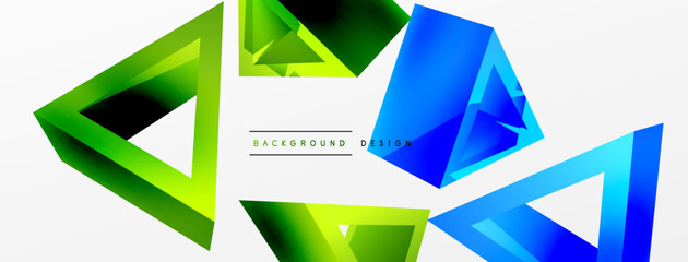 Fototapeta premium Triangle abstract background. 3d vector basic shape technology or business concept composition. Trendy techno business template for wallpaper, banner, background or landing