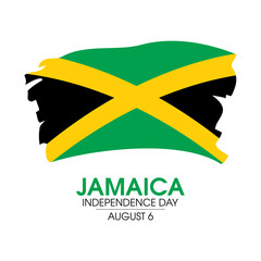 Jamaica Independence Day vector. Abstract grunge waving flag of jamaica icon vector isolated on a white background. Paintbrush jamaican flag design element. August 6. Important day - obrazy, fototapety, plakaty