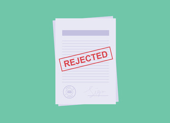 Application Paper Document With The Word “Rejected” Stamp. - obrazy, fototapety, plakaty