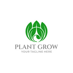 Plant Grow Logo. Plant Grow From Sprouts to have Leaf