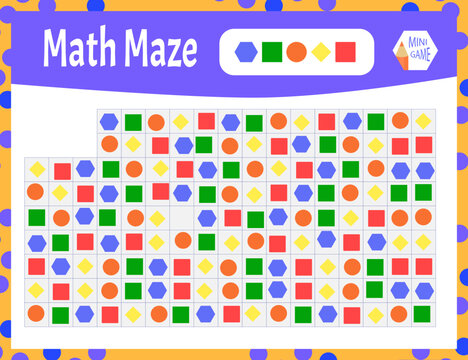 Math Maze is a mini game for children. Cartoon style. Vector illustration.