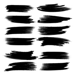 Brush strokes collection on white background. Easily editable vector eps.