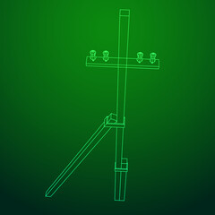 Electrical transmission tower pylon. Wireframe vector illustration
