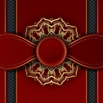 Luxury Mandala Background  Red And Gold  Vector Design