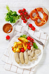 Weisswurst, white sausage of minced veal and  pork