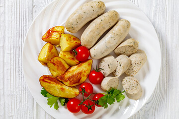 Weisswurst, white sausage of minced veal and  pork