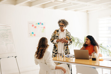 Senior businesswoman having a meeting with her colleagues