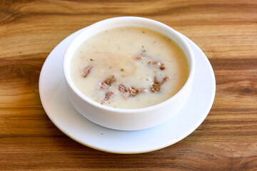 Turkish Traditional Tripe Soup. Iskembe, beyran, kelle paca corbasi.