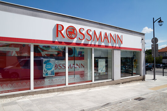 Rossmann store with company logo, perfumery and drug pharmacy chain shop on August 3, 2022 in Kedzierzyn-Kozle, Poland.