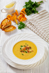 Kanttarellikeitto Finnish Chanterelle Soup in bowl