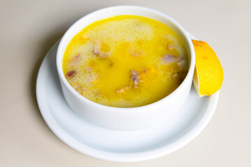 Turkish Traditional Tripe Soup. Iskembe, beyran, kelle paca corbasi.
