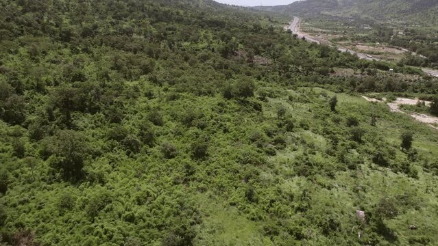 Drone view over Kirirom mountain in Kampong Seila district, along the National road N4, Cambodia 2-2