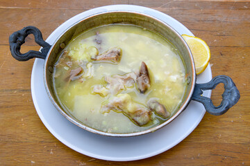 Turkish Traditional Tripe Soup. Iskembe, beyran, kelle paca corbasi.