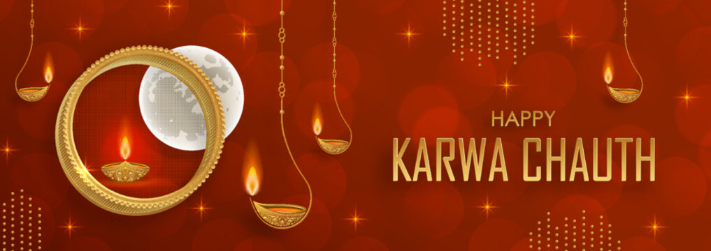 Happy Karwa Chauth festival, the Hindu festival with oriental elements for Idian festival