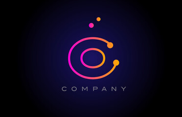 O dot line alphabet letter logo icon design. Creative template for business and company in pink yellow color