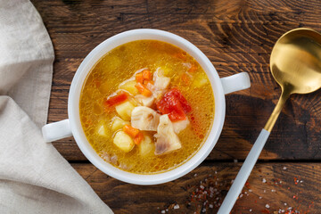 Fish soup with cod and vegetables