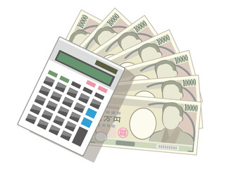 計算機とお札のイラスト