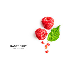 Raspberry berries creative layout.