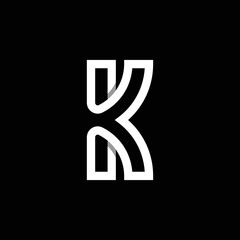 Modern letter K with overlapping line logo design