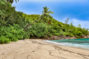 Fototapeta na wymiar View of the beach on the Seychelles island