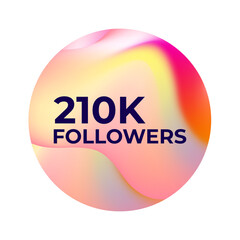 THANK YOU 210K FOLLOWERS CELEBRATION TEMPLATE DESIGN WITH GRADIENT COLOR VECTOR