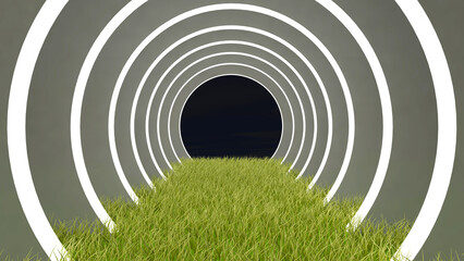 Obraz premium Meadow in the room. 3D illustration, 3D rendering