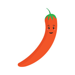 Flat Vector Of Happy Red Chili Cartoon Character.