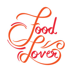 Stylish Orange Food Lover Font Text Over White Background.