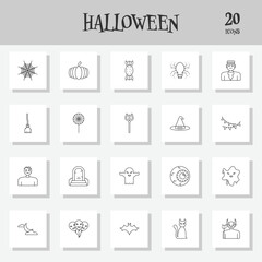Illustration Of Halloween Icon Or Symbol Set In Line Art.