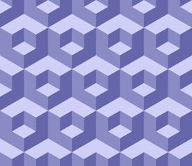 Color of year 2022 very peri seamless isometric pattern. Violet abstract endless isometric labyrinth. Seamless geometric pattern. Vector background