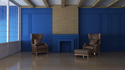 Room interior with Wall Background. 3D rendering ,3D illustration	
