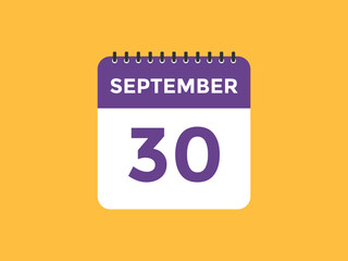 september 30 Calendar icon Design. Calendar Date 30th september. Calendar template 
