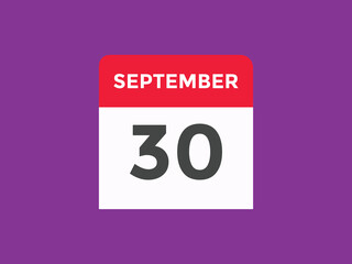 september 30 Calendar icon Design. Calendar Date 30th september. Calendar template 
