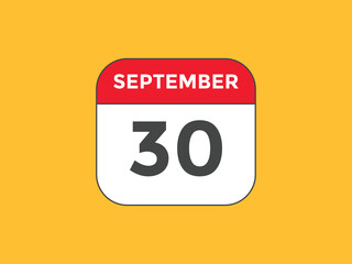 september 30 Calendar icon Design. Calendar Date 30th september. Calendar template 
