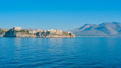 View of Gaeta from the ferry with the castle