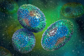 Medical background, Monkeypox virus, Zoonotic virus from the Poxviridae family, causes monkeypox, pore-like disease, highly contagious viral infection, 3d rendering