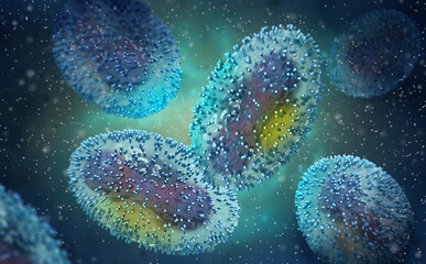 Medical background, Monkeypox virus, Zoonotic virus from the Poxviridae family, causes monkeypox, pore-like disease, highly contagious viral infection, 3d rendering