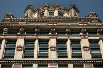 Detail of the Jewelers Building (Gotham City Courthouse) façade in Chicago
