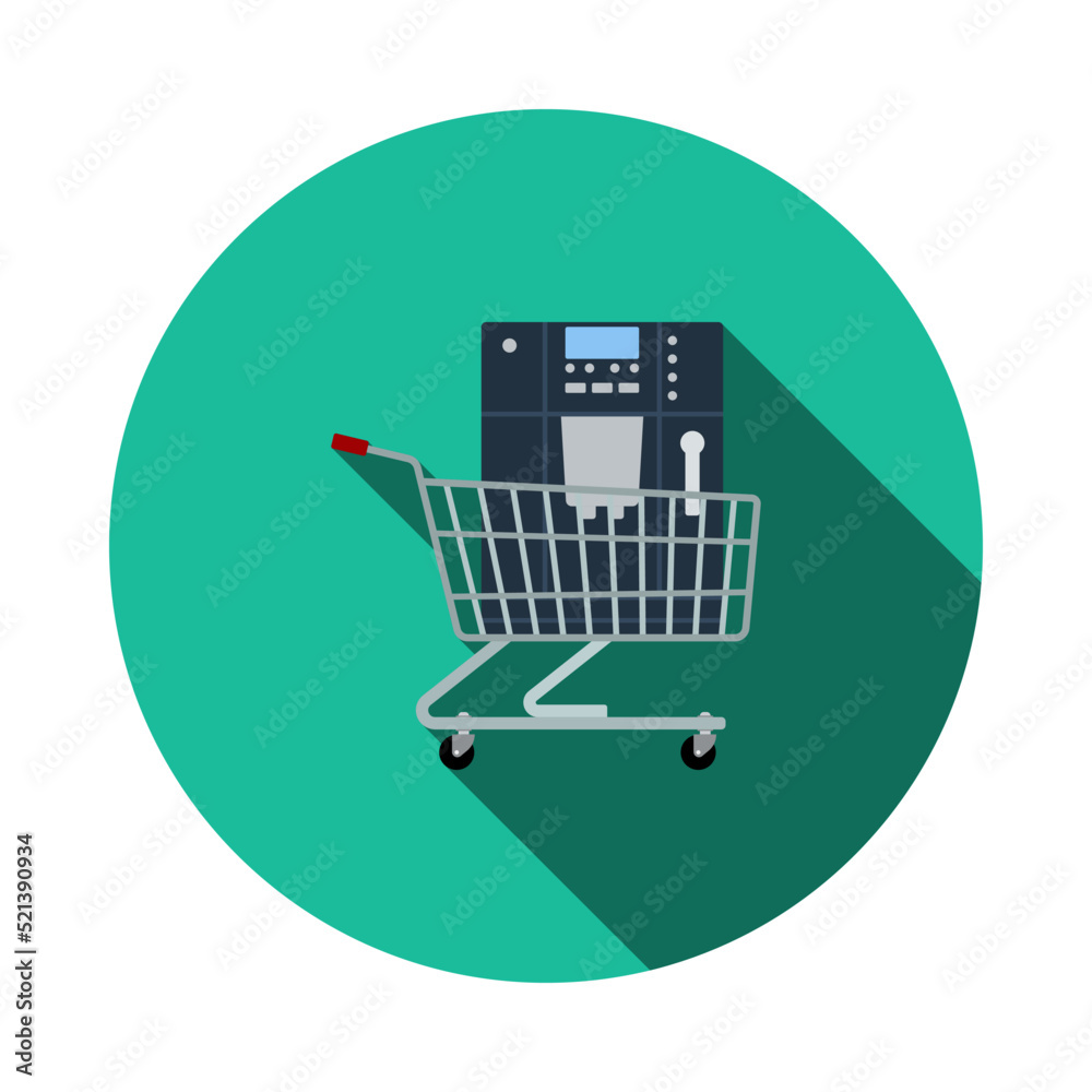 Canvas Prints Shopping Cart With Cofee Machine Icon