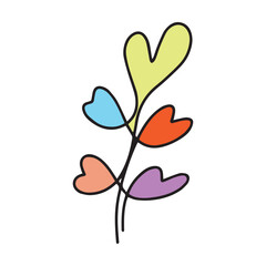 Heart plant icon abstract hand drawn flower line art symbol for nature, love, ecology and environment in a flat color glyph illustration