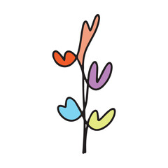 Obraz premium Heart plant icon abstract hand drawn flower line art symbol for nature, love, ecology and environment in a flat color glyph illustration