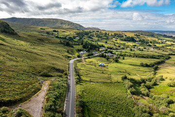 Fototapeta premium Aerial view of the road between Ardara and Killybegs in County Donegal - Republic of Ireland