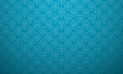 Luxury Thai pattern cerulean blue theme background vector illustration. Lai Thai element pattern..
